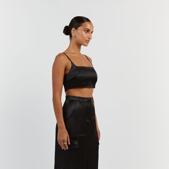 DISSH Charli Black Satin Crop Top - Picture 4 of 9